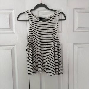 Womens s Linen blend House of Harlow 1960 Black and White Striped Tank Top: USA
